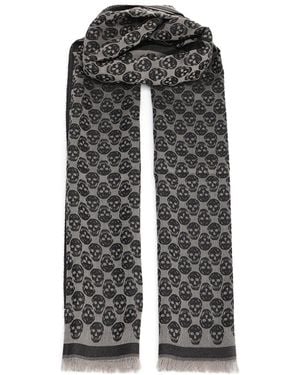 McQueen Scarf Skull Monogram Scarves And Foulards Black