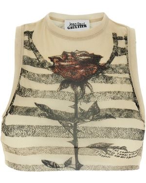 Jean Paul Gaultier Crop Tulle Top Tops - Natural
