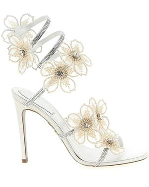Rene Caovilla Peach Flower Sandals - Metallic