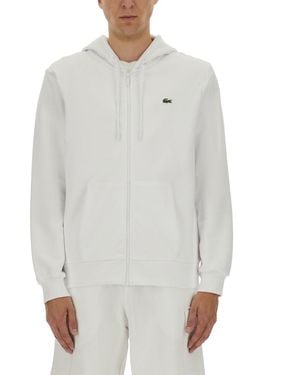 Lacoste Zipper Hoodie - White