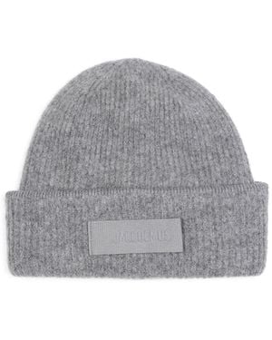 Jacquemus Dark Le Bonnet Gros Grain Alpaca Wool Hat-Donna - Grigio