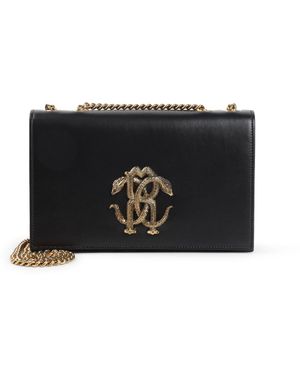 Roberto Cavalli Leather Shoulder Bag-Donna - Nero