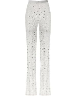 Alessandra Rich Rhinestone Lace Leggings Bianco