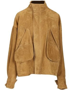 The Attico Leather Bomber Jacket - Brown