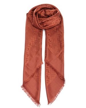 Fendi Silk And Wool Shawl Scarves And Foulards Bordeaux - Red