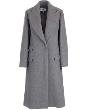 Loewe Wool And Cashmere Long Coat Coats - Gray