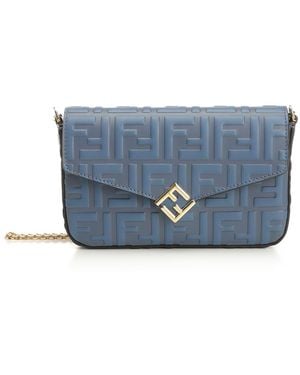 Fendi Ff Diamonds Wallet Small Leather Goods - Blue