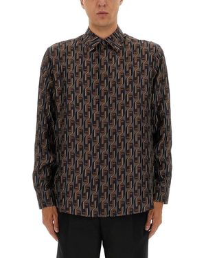 Fendi Printed Silk Shirt-Uomo - Nero