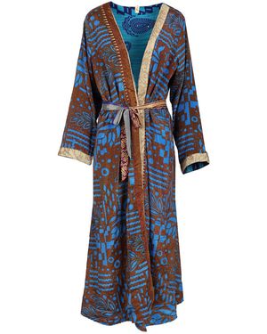 Picus Viridis Silk Kimono Jackets - Blue