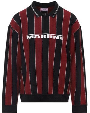 Martine Rose And Burgundy Sporty Logo Viscose Polo-Uomo - Rosso
