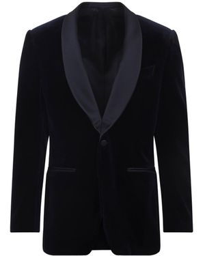 Canali Cotton Tuxeedo Drop 8 Regular Jacket-Uomo - Blu