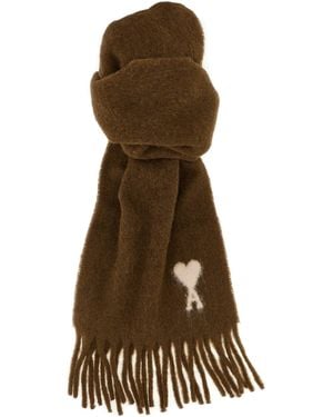 Ami Paris 'Ami De Coeur' Scarf - Brown