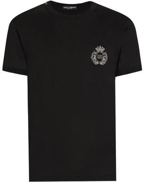 Dolce & Gabbana Logo-Patch Cotton T-Shirt - Black