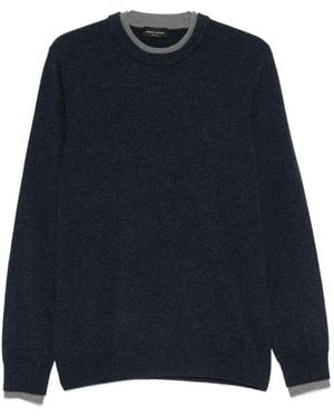 Roberto Collina Wool Crewneck Sweater With Contrasting Trim - Blue