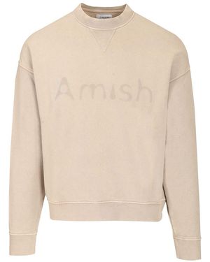 AMISH Shadow Logo Cotton Sweatshirt Sweatshirts Gray - Natural