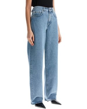 Loulou de Saison Organic Denim Wide Leg High Waist Light Washed Trousers - Blue