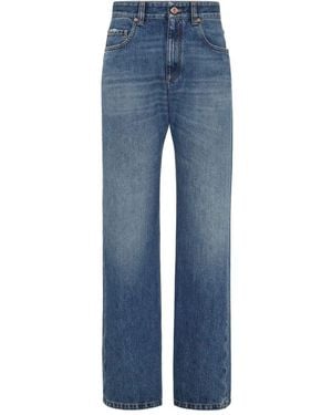 Brunello Cucinelli Authentic Denim Column Jeans With Monili - Blue