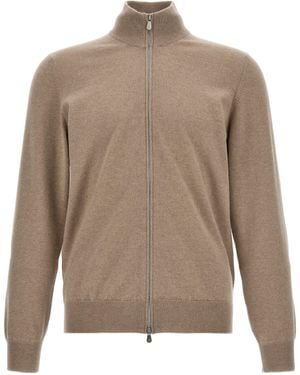 Brunello Cucinelli Zip Cardigan Jumpers And Cardigans - Brown