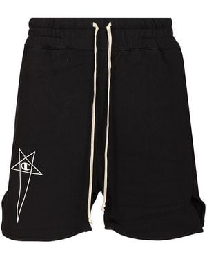 Rick Owens X Champion Cotton Shorts Pants - Black
