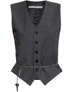 Alexander Wang Wool-Blend Tailored Vest With Chain-Link - Black