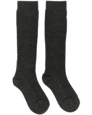 Brunello Cucinelli 'Sparkling' Ribbed Socks - Black