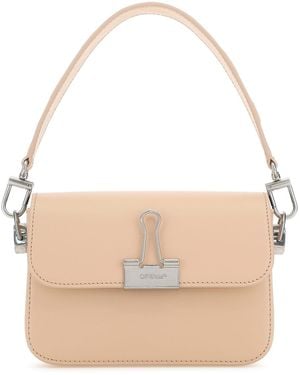 Off-White c/o Virgil Abloh Light Leather Small Plain Binder Handbag - Natural
