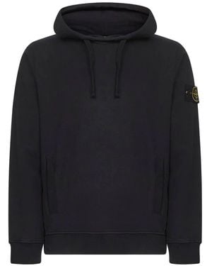 Stone Island Brushed Organic Cotton Fleece Hoodie - Black