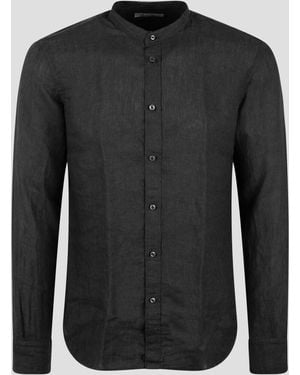 Brian Dales Mandarin Collar Linen Shirt - Black