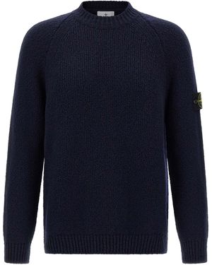 Stone Island Bouclé Sweater Maglioni Blu-Uomo