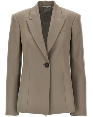 The Attico Single-Breasted Wool Blazer Blazer And Suits - Brown