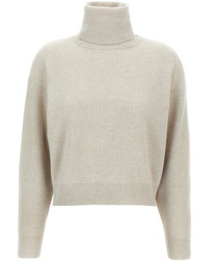 Brunello Cucinelli Ribbed Turtleneck Jumper - White