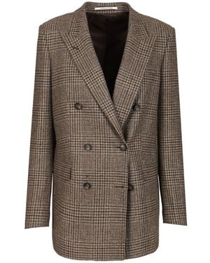 Tagliatore J-jasmine Prince Of Wales Double-breasted Jacket - Brown