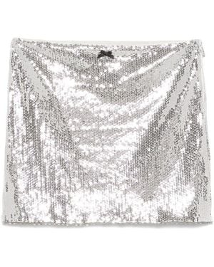 ROTATE BIRGER CHRISTENSEN Mid-Rise Sequin Mini Skirt - Metallic