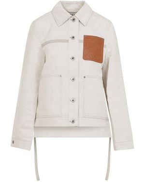 Loewe Ecru Cotton Workwear Jacket-Donna - Bianco