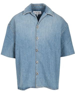 Loewe Anagram Short-Sleeved Shirt Shirts - Blue