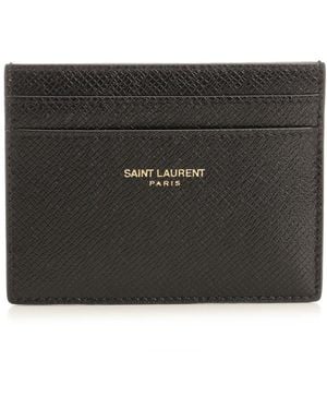 Saint Laurent Calfskin Card Holder Wallets - Black