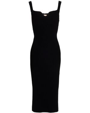 Khaite Nina Sweetheart Rib-Knit Midi Dress - Black