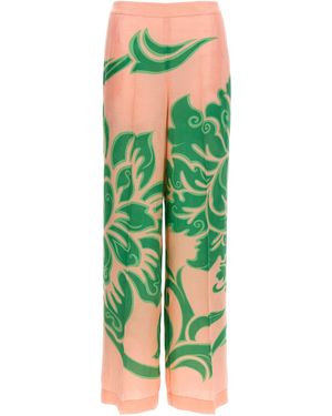 Etro Silk Pantaloni Rosa-Donna - Verde