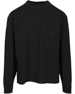 MM6 by Maison Martin Margiela Long-Sleeved Top Sweatshirts - Black