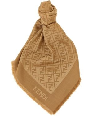 Fendi Ff Shawl Scarves And Foulards - Natural