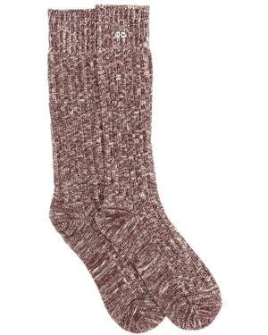 Ganni High Socks - Brown