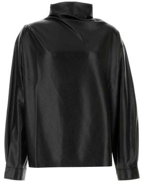 Nanushka Synthetic Leather Mikael Top - Black