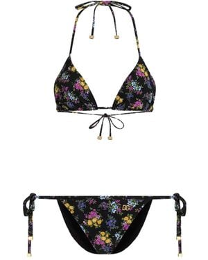 Dolce & Gabbana Floral Bikini Top - Black