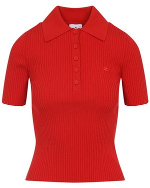 Courreges Signature Viscose Polo-Donna - Rosso