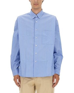 Lanvin Vertical Stripe Oversize Fit Shirt - Blue