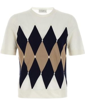 Ballantyne Argyle T Shirt Bianco-Uomo