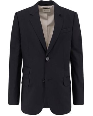 Ami Paris Single-Breasted Virgin Wool Blazer - Blue