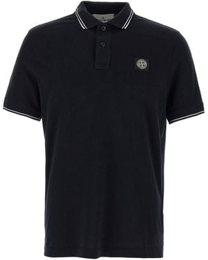 Stone Island Logo Patch Shirt Polo Blue - Black