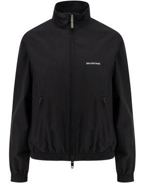 Balenciaga Bomber Jacket With Zip And Logo - Black