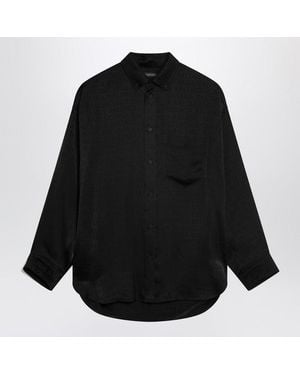 Balenciaga Pajama-Style Shirt With Jacquard Logos-Donna - Nero